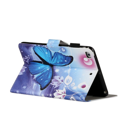 For iPad Mini 2019 & 4 & 3 & 2 & 1 Colored Drawing Pattern Horizontal Flip PU Leather Case with Holder & Card Slot & Sleep / Wake-up Function(Blue Butterfly)-garmade.com