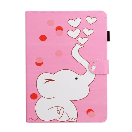 For iPad Mini 2019 & 4 & 3 & 2 & 1 Colored Drawing Pattern Horizontal Flip PU Leather Case with Holder & Card Slot & Sleep / Wake-up Function(Loving Elephant)-garmade.com