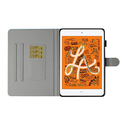 For iPad Mini 2019 & 4 & 3 & 2 & 1 Colored Drawing Pattern Horizontal Flip PU Leather Case with Holder & Card Slot & Sleep / Wake-up Function(Loving Elephant)-garmade.com