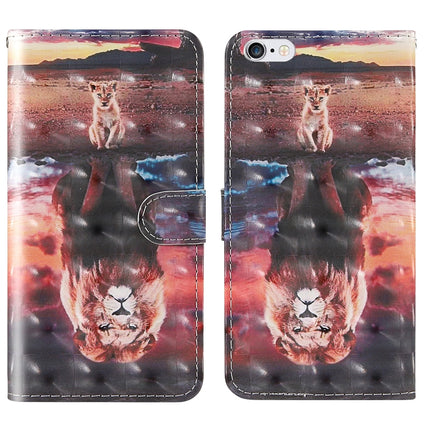 For iPhone 6 / 6s 3D Painting Colored Drawing Pattern Horizontal Flip TPU + PU Leather Case with Holder & Card Slots & Wallet & Lanyard(Dream Lion)-garmade.com
