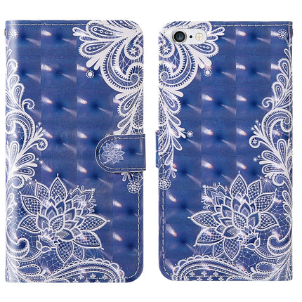 For iPhone 6 / 6s 3D Painting Colored Drawing Pattern Horizontal Flip TPU + PU Leather Case with Holder & Card Slots & Wallet & Lanyard(White Lace)-garmade.com