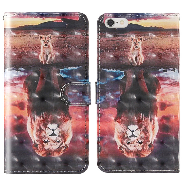 For iPhone 6 Plus / 6s Plus 3D Painting Colored Drawing Pattern Horizontal Flip TPU + PU Leather Case with Holder & Card Slots & Wallet & Lanyard(Dream Lion)-garmade.com