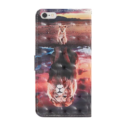 For iPhone 6 Plus / 6s Plus 3D Painting Colored Drawing Pattern Horizontal Flip TPU + PU Leather Case with Holder & Card Slots & Wallet & Lanyard(Dream Lion)-garmade.com