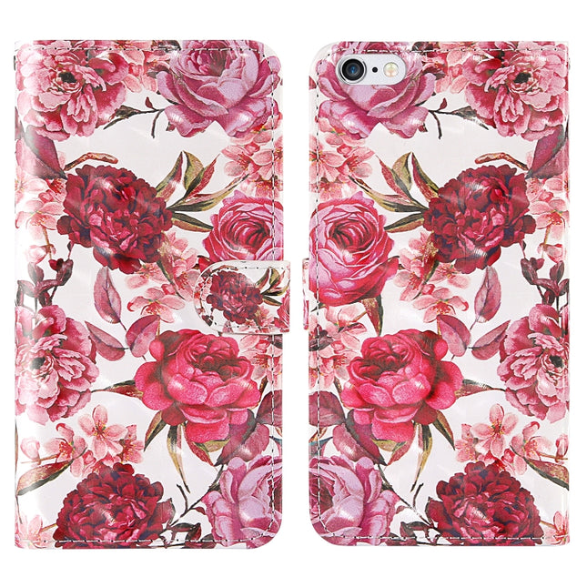 For iPhone 6 Plus / 6s Plus 3D Painting Colored Drawing Pattern Horizontal Flip TPU + PU Leather Case with Holder & Card Slots & Wallet & Lanyard(Little Red Flower)-garmade.com