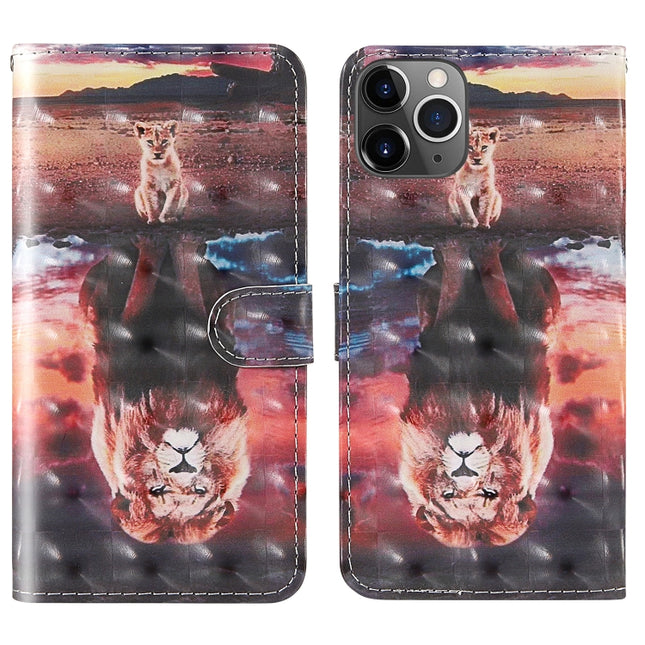 For iPhone 11 Pro 3D Painting Colored Drawing Pattern Horizontal Flip TPU + PU Leather Case with Holder & Card Slots & Wallet & Lanyard(Dream Lion)-garmade.com