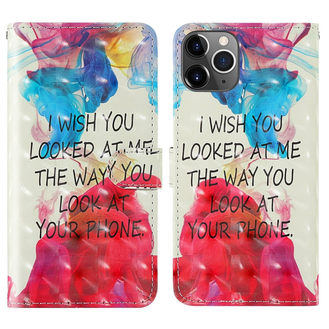 For iPhone 11 Pro 3D Painting Colored Drawing Pattern Horizontal Flip TPU + PU Leather Case with Holder & Card Slots & Wallet & Lanyard(English Alphabet)-garmade.com