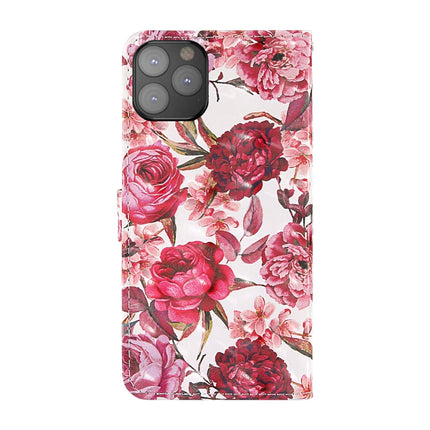 For iPhone 11 Pro Max 3D Painting Colored Drawing Pattern Horizontal Flip TPU + PU Leather Case with Holder & Card Slots & Wallet & Lanyard(Little Red Flower)-garmade.com