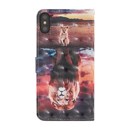 For iPhone X 3D Painting Colored Drawing Pattern Horizontal Flip TPU + PU Leather Case with Holder & Card Slots & Wallet & Lanyard(Dream Lion)-garmade.com