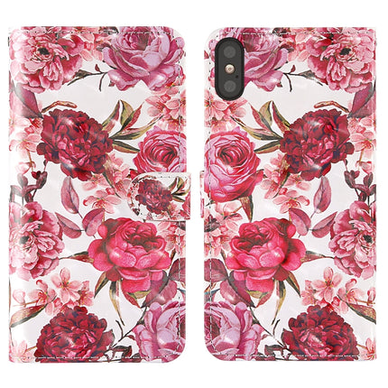 For iPhone X 3D Painting Colored Drawing Pattern Horizontal Flip TPU + PU Leather Case with Holder & Card Slots & Wallet & Lanyard(Little Red Flower)-garmade.com