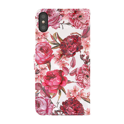 For iPhone X 3D Painting Colored Drawing Pattern Horizontal Flip TPU + PU Leather Case with Holder & Card Slots & Wallet & Lanyard(Little Red Flower)-garmade.com