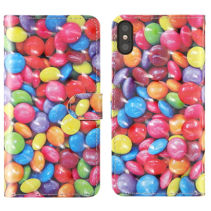 For iPhone X 3D Painting Colored Drawing Pattern Horizontal Flip TPU + PU Leather Case with Holder & Card Slots & Wallet & Lanyard(Colored Sugar)-garmade.com