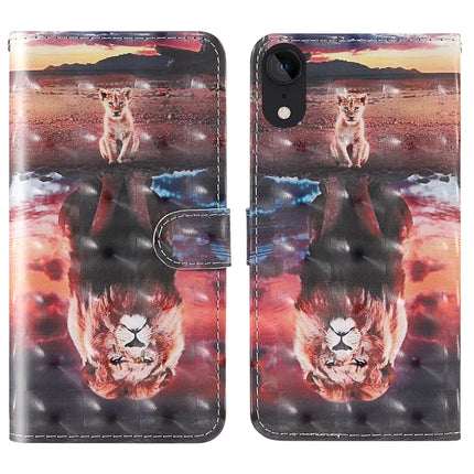 For iPhone XR 3D Painting Colored Drawing Pattern Horizontal Flip TPU + PU Leather Case with Holder & Card Slots & Wallet & Lanyard(Dream Lion)-garmade.com