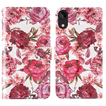 For iPhone XR 3D Painting Colored Drawing Pattern Horizontal Flip TPU + PU Leather Case with Holder & Card Slots & Wallet & Lanyard(Little Red Flower)-garmade.com