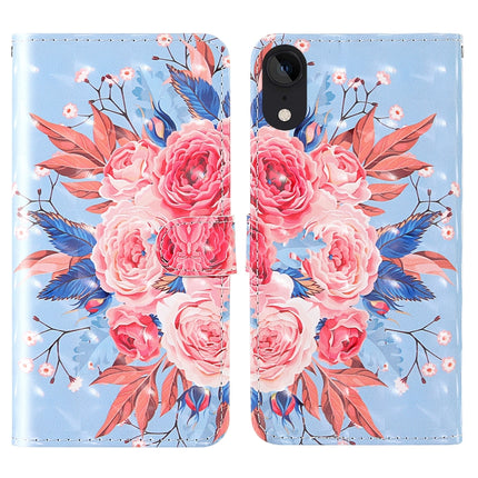 For iPhone XR 3D Painting Colored Drawing Pattern Horizontal Flip TPU + PU Leather Case with Holder & Card Slots & Wallet & Lanyard(Colored Flowers)-garmade.com