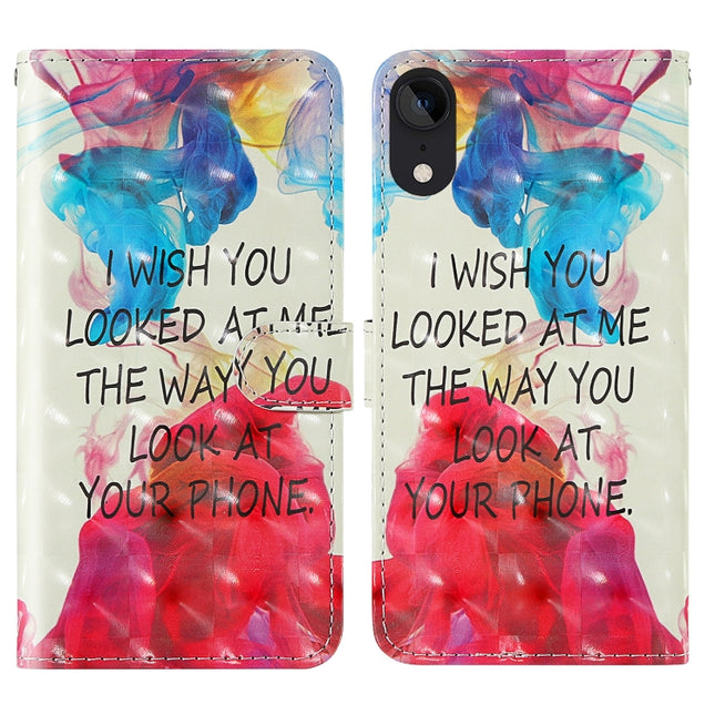 For iPhone XR 3D Painting Colored Drawing Pattern Horizontal Flip TPU + PU Leather Case with Holder & Card Slots & Wallet & Lanyard(English Alphabet)-garmade.com