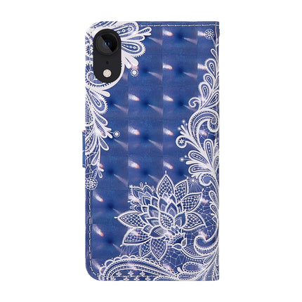 For iPhone XR 3D Painting Colored Drawing Pattern Horizontal Flip TPU + PU Leather Case with Holder & Card Slots & Wallet & Lanyard(White Lace)-garmade.com