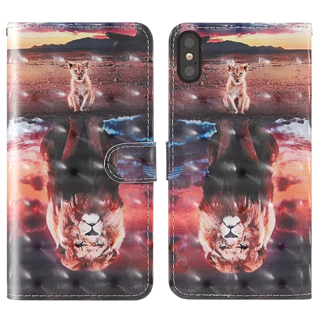 For iPhone XS Max 3D Painting Colored Drawing Pattern Horizontal Flip TPU + PU Leather Case with Holder & Card Slots & Wallet & Lanyard(Dream Lion)-garmade.com