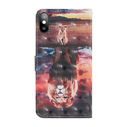 For iPhone XS Max 3D Painting Colored Drawing Pattern Horizontal Flip TPU + PU Leather Case with Holder & Card Slots & Wallet & Lanyard(Dream Lion)-garmade.com
