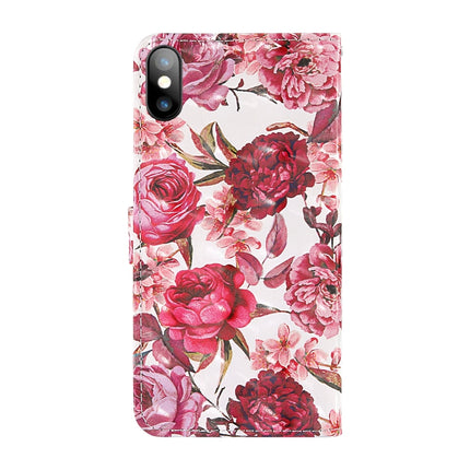 For iPhone XS Max 3D Painting Colored Drawing Pattern Horizontal Flip TPU + PU Leather Case with Holder & Card Slots & Wallet & Lanyard(Little Red Flower)-garmade.com