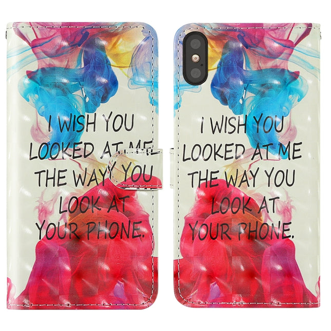For iPhone XS Max 3D Painting Colored Drawing Pattern Horizontal Flip TPU + PU Leather Case with Holder & Card Slots & Wallet & Lanyard(English Alphabet)-garmade.com