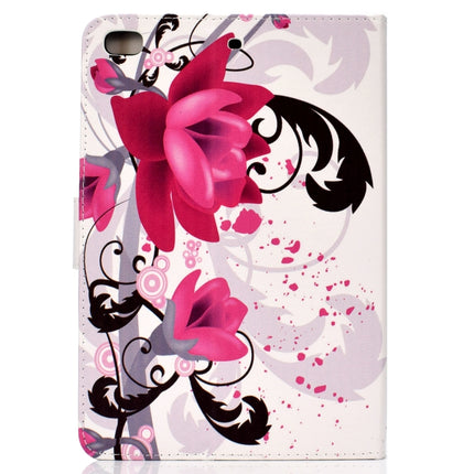 For iPad mini1 / 2 / 3 / 4 Colored Drawing Pattern Horizontal Flip PU Leather Case with Holder & Card Slot & Sleep / Wake-up Function(Flowers)-garmade.com
