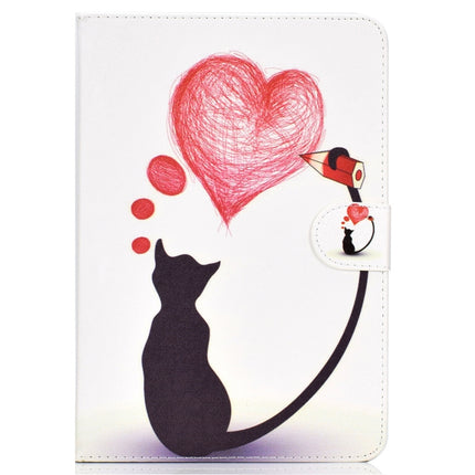 For iPad mini1 / 2 / 3 / 4 Colored Drawing Pattern Horizontal Flip PU Leather Case with Holder & Card Slot & Sleep / Wake-up Function(Loving Cat)-garmade.com