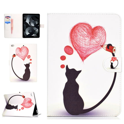 For iPad mini1 / 2 / 3 / 4 Colored Drawing Pattern Horizontal Flip PU Leather Case with Holder & Card Slot & Sleep / Wake-up Function(Loving Cat)-garmade.com