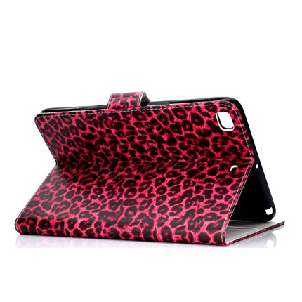 For iPad mini1 / 2 / 3 / 4 Colored Drawing Pattern Horizontal Flip PU Leather Case with Holder & Card Slot & Sleep / Wake-up Function(Red Pink Leopard)-garmade.com