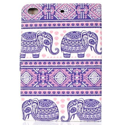 For iPad mini1 / 2 / 3 / 4 Colored Drawing Pattern Horizontal Flip PU Leather Case with Holder & Card Slot & Sleep / Wake-up Function(Totem Elephant)-garmade.com