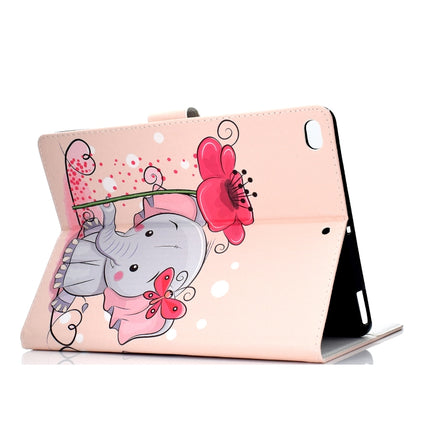 For iPad Air / iPad Air 2 2016 / iPad Pro9.7 / iPad9.7 / 2017 / 2018 Colored Drawing Pattern Horizontal Flip PU Leather Case with Holder & Card Slot & Sleep / Wake-up Function(Elephant Flowers)-garmade.com