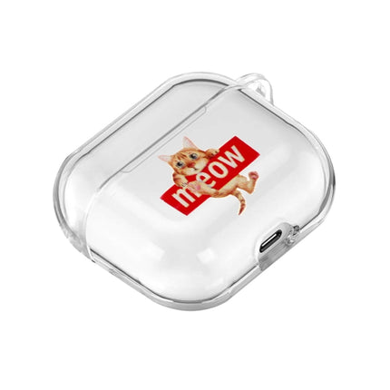 For Apple AirPods 1/2 Cartoon Pattern Transparent TPU Earphone Case with Keychain(Cat 2)-garmade.com