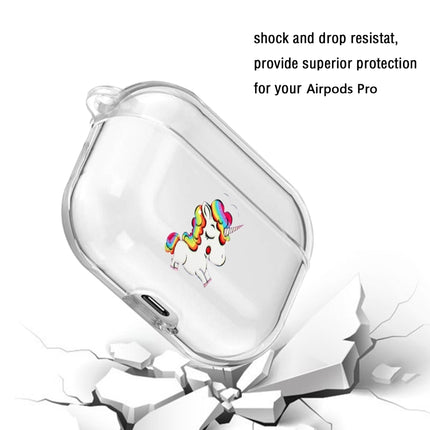 For AirPods Pro 3 Cartoon Pattern Transparent TPU Earphone Case with Keychain(Unicorn)-garmade.com