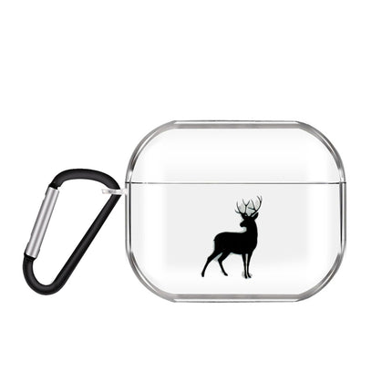 For AirPods Pro 3 Cartoon Pattern Transparent TPU Earphone Case with Keychain(Deer)-garmade.com