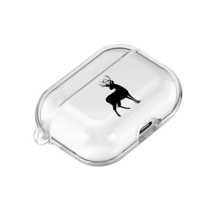 For AirPods Pro 3 Cartoon Pattern Transparent TPU Earphone Case with Keychain(Deer)-garmade.com