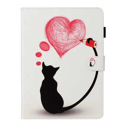 For iPad Pro 11 (2020) Colored Drawing Pattern Horizontal Flip PU Leather Tablet Case with Holder & Card Slot & Sleep / Wake-up Function(Loving Cat)-garmade.com
