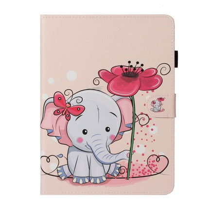 For iPad Pro 11 (2020) Colored Drawing Pattern Horizontal Flip PU Leather Tablet Case with Holder & Card Slot & Sleep / Wake-up Function(Elephant Flowers)-garmade.com