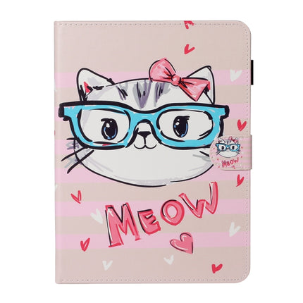 For iPad Pro 11 (2020) Colored Drawing Pattern Horizontal Flip PU Leather Tablet Case with Holder & Card Slot & Sleep / Wake-up Function(Glasses Cat)-garmade.com