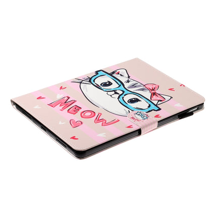For iPad Pro 11 (2020) Colored Drawing Pattern Horizontal Flip PU Leather Tablet Case with Holder & Card Slot & Sleep / Wake-up Function(Glasses Cat)-garmade.com