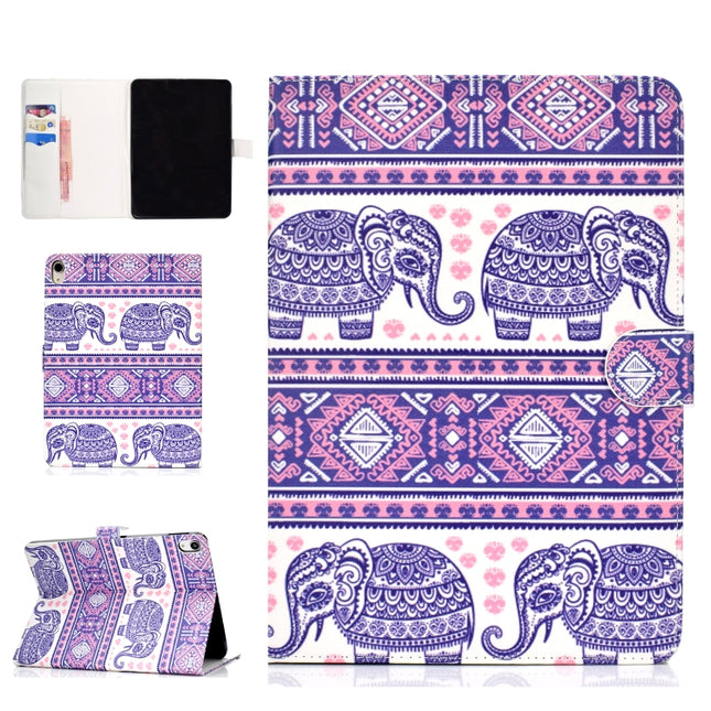 For iPad Pro 11 inch (2018) Colored Drawing Pattern Horizontal Flip PU Leather Case with Holder & Card Slot & Sleep / Wake-up Function(Totem Elephant)-garmade.com