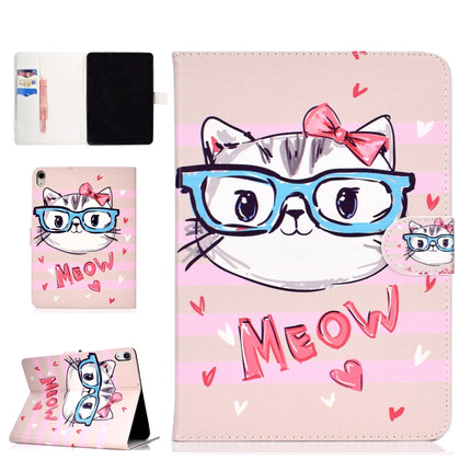 For iPad Pro 11 inch (2018) Colored Drawing Pattern Horizontal Flip PU Leather Case with Holder & Card Slot & Sleep / Wake-up Function(Glasses Cat)-garmade.com