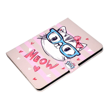 For iPad Pro 11 inch (2018) Colored Drawing Pattern Horizontal Flip PU Leather Case with Holder & Card Slot & Sleep / Wake-up Function(Glasses Cat)-garmade.com