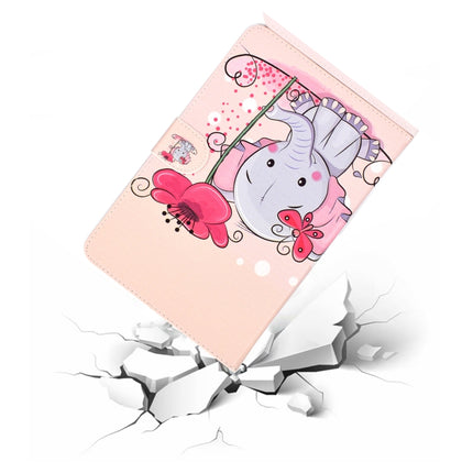 For iPad 10.2 Colored Drawing Pattern Horizontal Flip PU Leather Case with Holder & Card Slot & Sleep / Wake-up Function(Elephant Flowers)-garmade.com