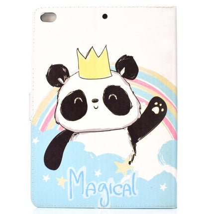 For iPad 10.2 Colored Drawing Pattern Horizontal Flip PU Leather Case with Holder & Card Slot & Sleep / Wake-up Function(Crown Panda)-garmade.com
