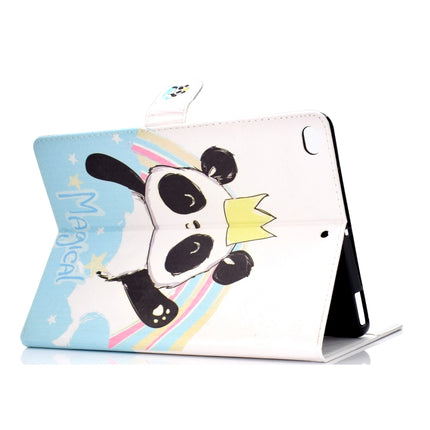 For iPad 10.2 Colored Drawing Pattern Horizontal Flip PU Leather Case with Holder & Card Slot & Sleep / Wake-up Function(Crown Panda)-garmade.com