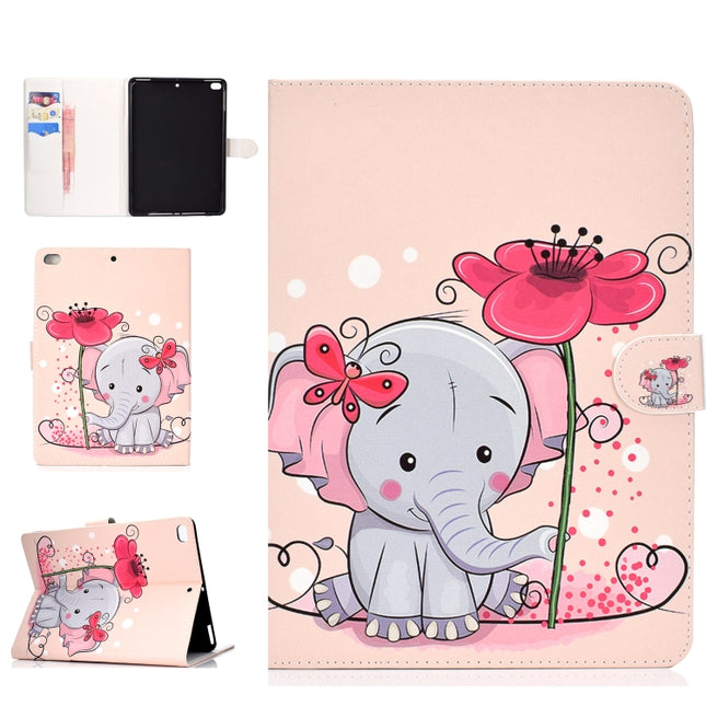 For iPad Pro10.5 inch Colored Drawing Pattern Horizontal Flip PU Leather Case with Holder & Card Slot & Sleep / Wake-up Function(Elephant Flowers)-garmade.com