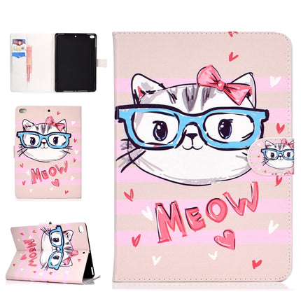 For iPad Pro10.5 inch Colored Drawing Pattern Horizontal Flip PU Leather Case with Holder & Card Slot & Sleep / Wake-up Function(Glasses Cat)-garmade.com