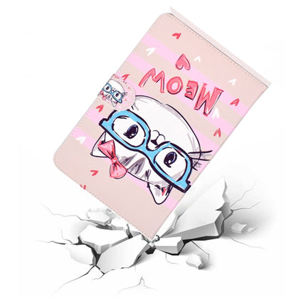 For iPad Pro10.5 inch Colored Drawing Pattern Horizontal Flip PU Leather Case with Holder & Card Slot & Sleep / Wake-up Function(Glasses Cat)-garmade.com