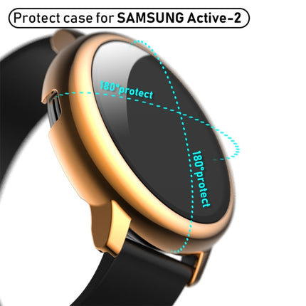 For Samsung Galaxy Watch Active 2 40mm Electroplate PC Protective Case with Tempered Glass Film(Rose Gold)-garmade.com