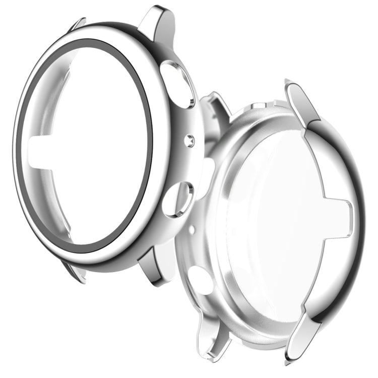 For Samsung Galaxy Watch Active 2 40mm Electroplate PC Protective Case with Tempered Glass Film(Silver)-garmade.com