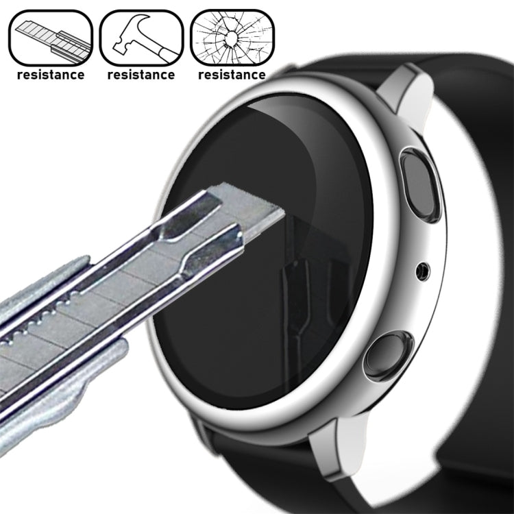 For Samsung Galaxy Watch Active 2 40mm Electroplate PC Protective Case with Tempered Glass Film(Silver)-garmade.com